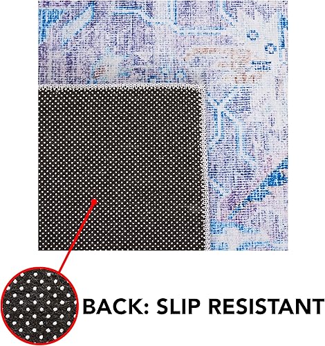 Miniatura 8 de SAFAVIEH Alfombra lavable Tucson Collection - 9 x 12 pies, morado y azul, antideslizante, ideal para zonas de alto tráfico en sala de estar,