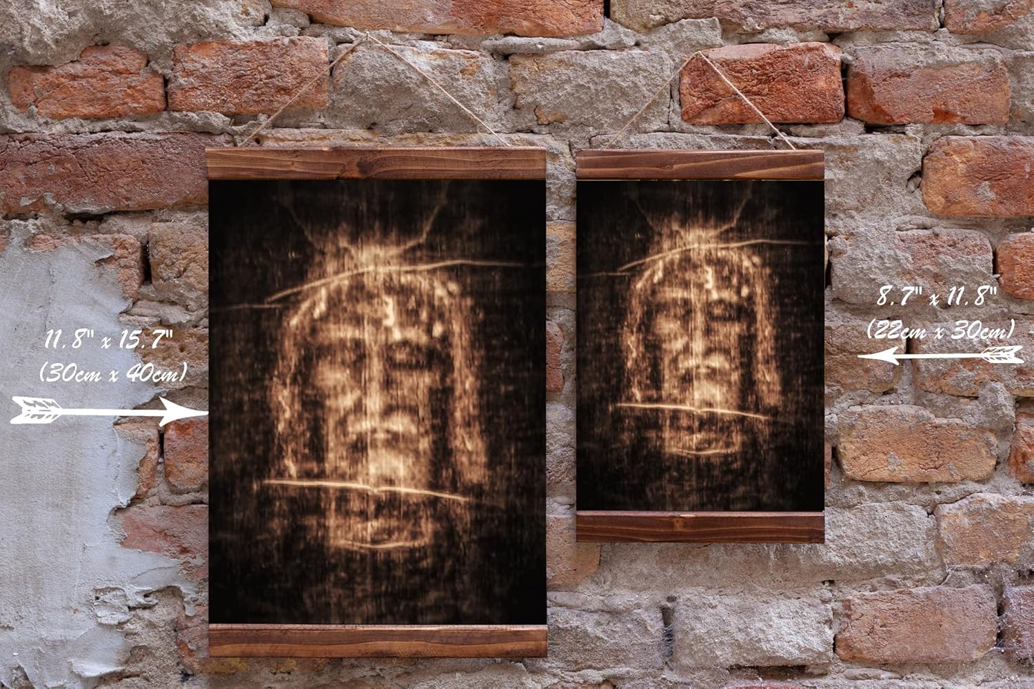 Shroud of Turin Holy Linen Wood Framed Canvas Print Large Focal Point (17.3 x 23.2 inches / 44cm x 58cm)