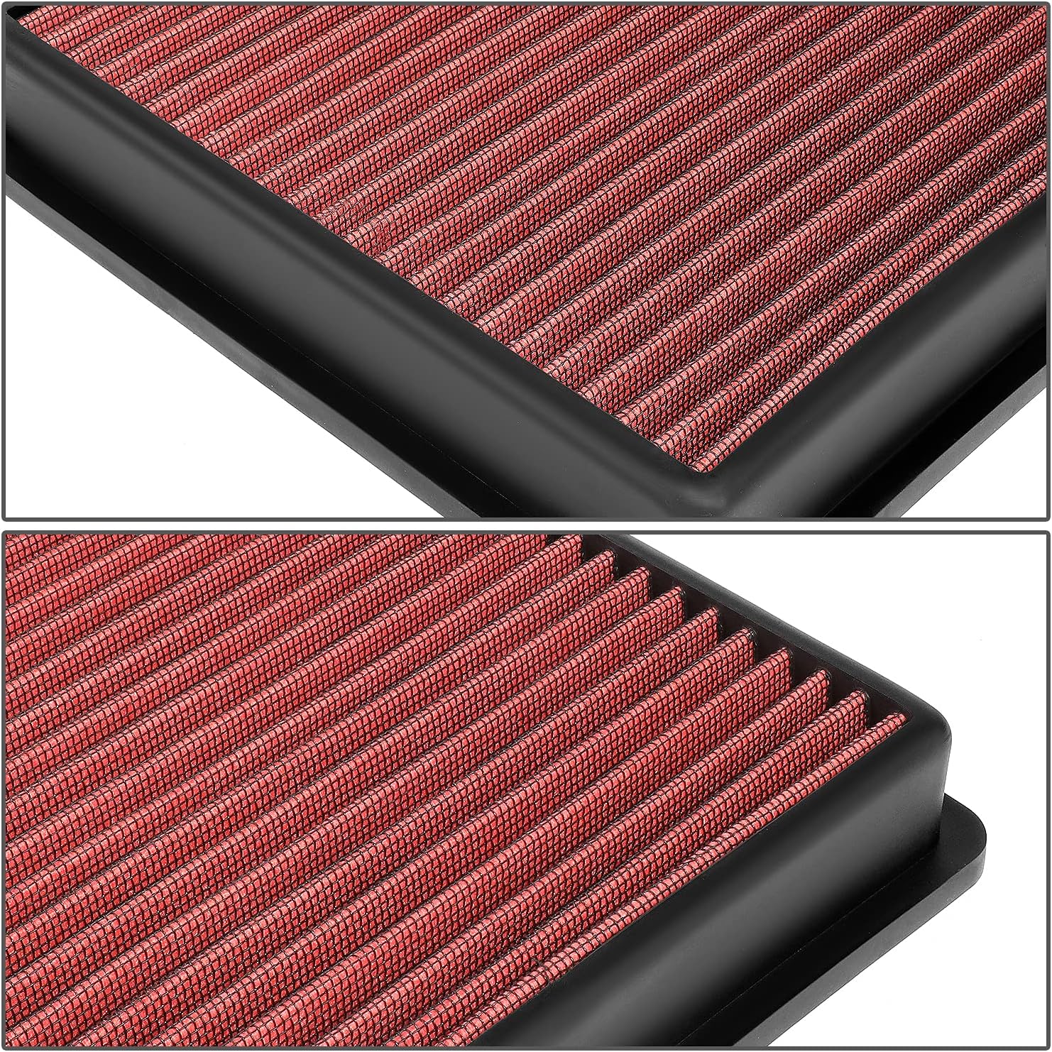 DNA Motoring AFPN-251-RD Clean Air Washable Drop In Panel Air Filter Enhance Engine Performance Power & Acceleration Improve [Compatible with 014-2019 Jeep Grand Cherokee 3.0L]