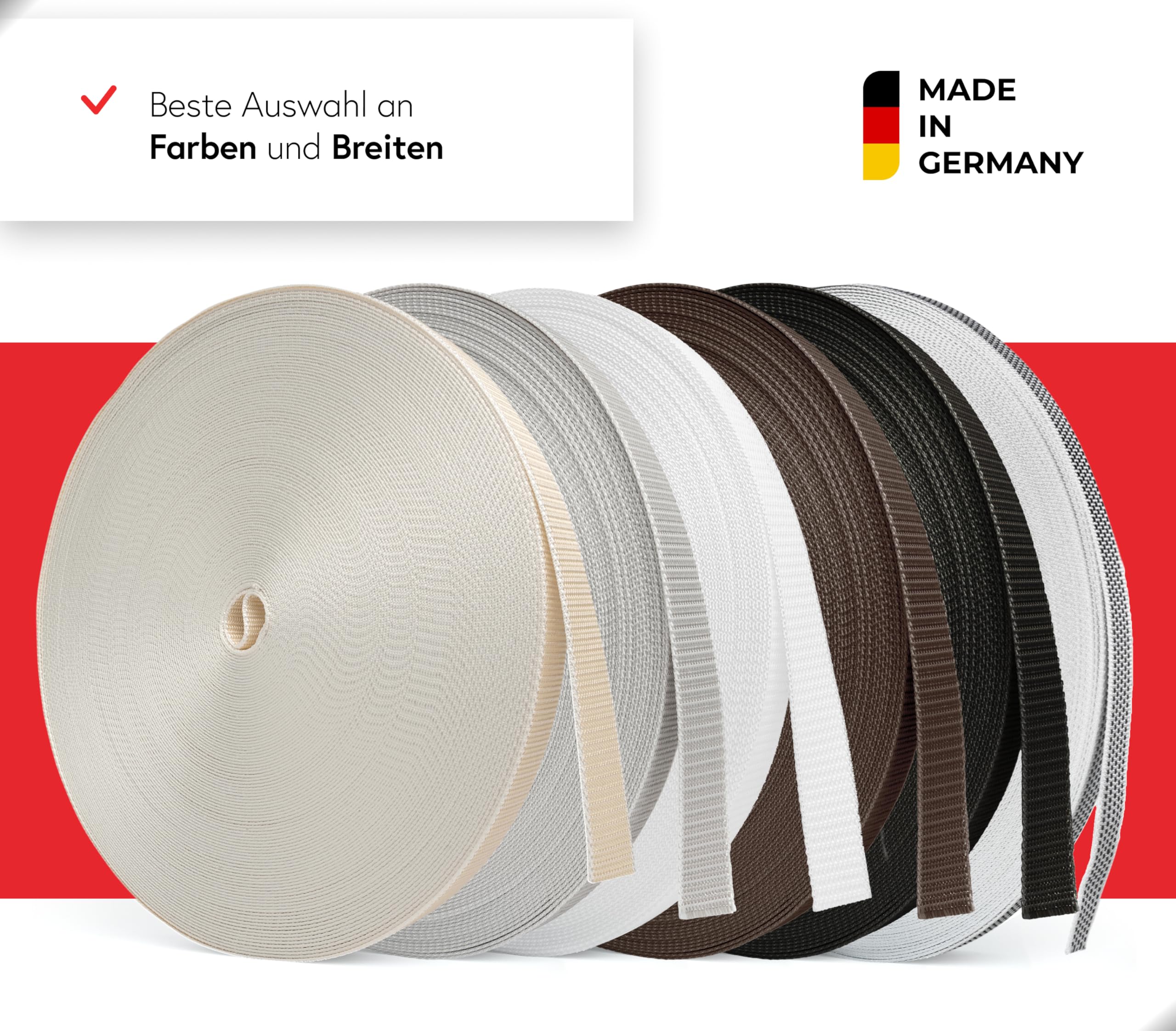 Bauheld - Correa de Persiana 23 mm para Puertas y Ventanas, Fabricado en Alemania, Cinta Gris de Alta Resistencia y Estabilidad UV