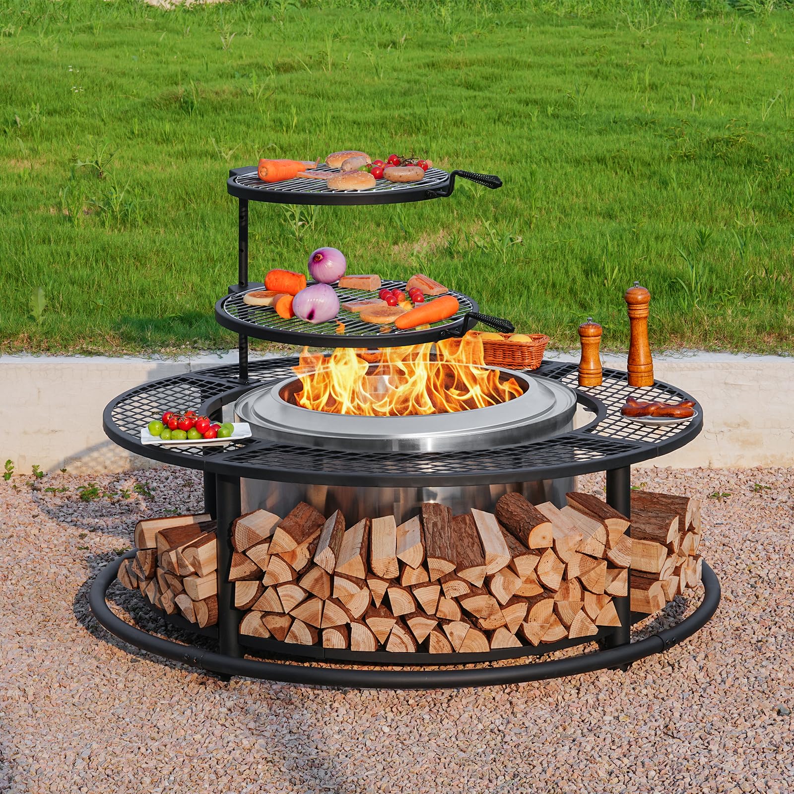 Amazon.com : 50 Inch Fire Pit Surround Tabletop for Smokeless Fire