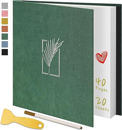 Vienrose Álbum de fotos autoadhesivo para álbum de recortes de 4 x 6, 5 x 7, 8 x 10, cubierta de gamuza, libro de recuerdos de bricolaje, 40 páginas