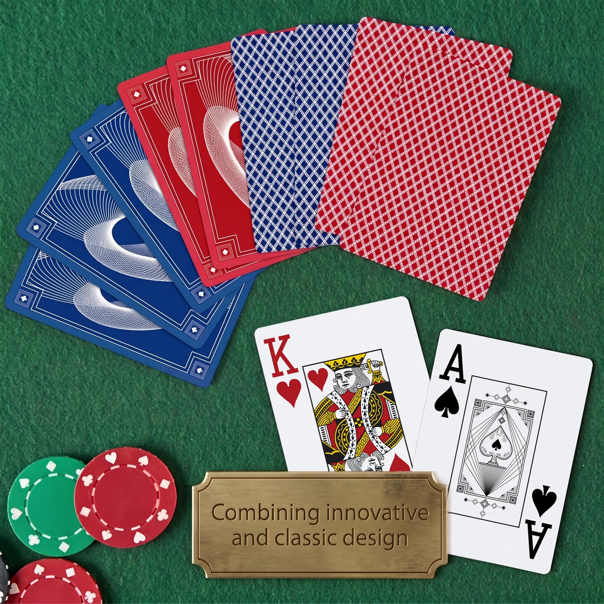 12-Pack Casino Carte da gioco di plastica Jumbo Texas Hold'em Bulk Poker Set