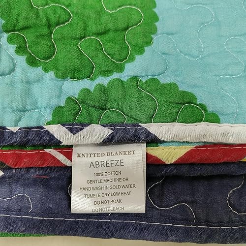 Miniatura 2 de ABREEZE Colcha infantil 100% algodón, diseño de tren, colcha de camión, manta para bebés y niños, 43 x 51 pulgadas, 1 unidad