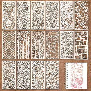 16 Pcs Stencils for Crafts Reusable Stencils for Painting Texture Stencils Background Stencil 8.7 x 4.1 Inches Leaf Floral Drawing Templates Border for DIY Card Wood Wall Scrapbook Furniture Paper