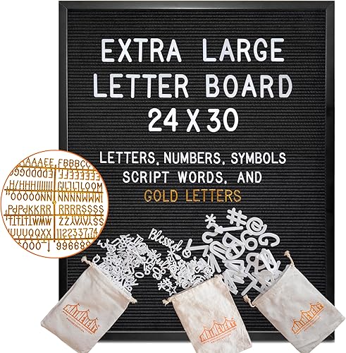 Miniatura 1 de Tablero de letras de fieltro negro con letras blancas precortadas de 10 x 10 pulgadas, tablero de letras intercambiables para bebés, letras palabras