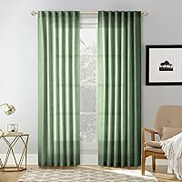 Vista 41 de Cortinas de lino blanco con pestaña trasera de 108 pulgadas de largo, 2 paneles para sala de estar, cortinas de estilo rústico bohemias, filtro