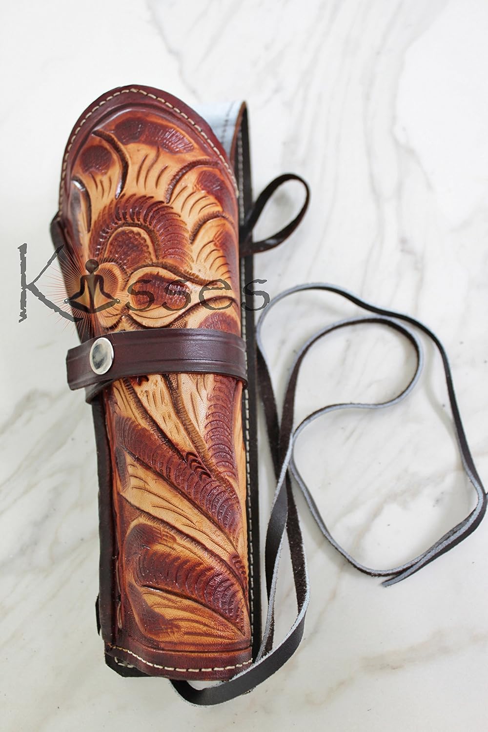 TJAYZ New 10" Single Holster Tooled Leather Case Revolver Western Cowboy Gun Pistol