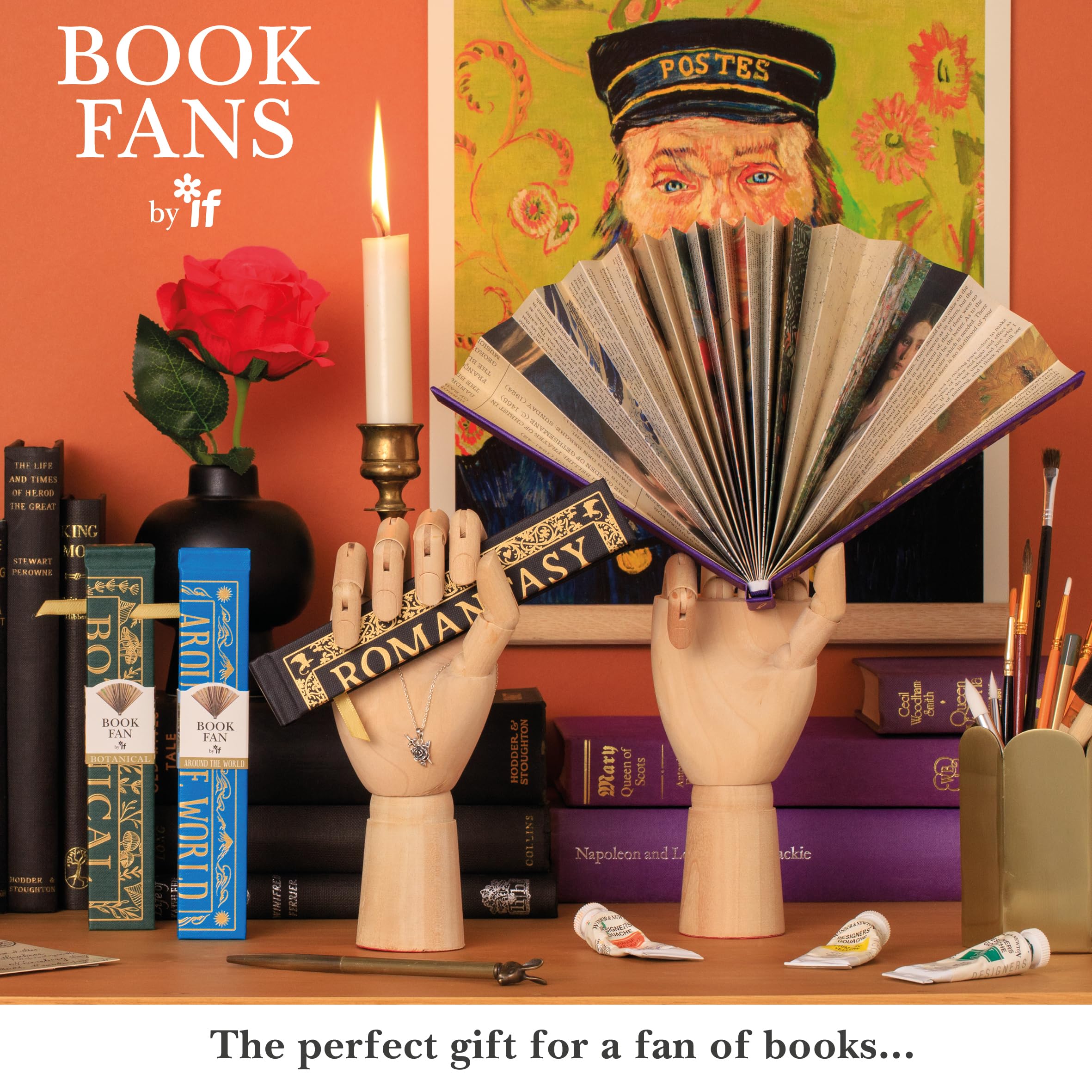 IF Book Lover’s Paper Fan, Elegant Handheld Fan, Perfect for Reading Outdoors Gifts for Bibliophiles & Book Club Accessories - Image 4