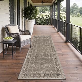 GENIMO 2.5x8 Outdoor Runner Rug, Washable for Patio, Dusty Taupe | Orien...