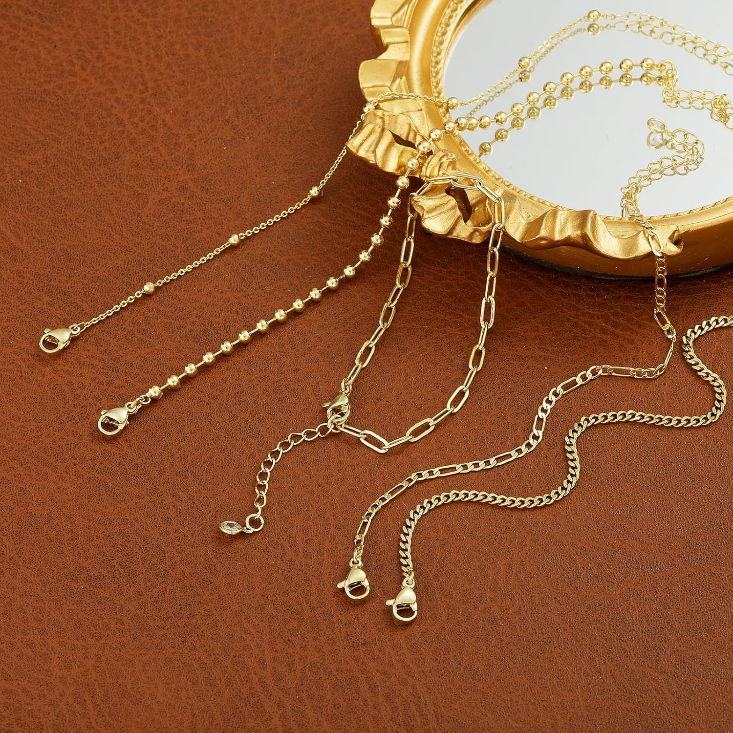 Gold Bracelets for Women Trendy, Dainty 14K Plated Gold Bracelet Stack Non Tarnish Waterproof Tarnish Free Gold Jewelry Adjustable Paperclip Cuban Beaded Snake Bracelet Set for Gifts - Image 7