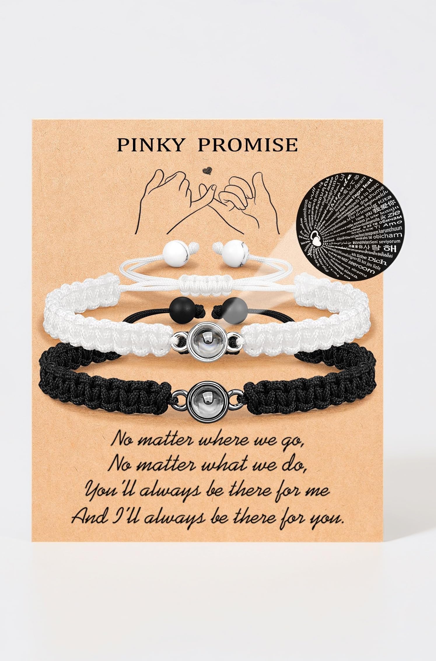 I Love You 100 Languages Bracelets, Couples Gifts for Boyfriend, Girlfriend, My Love, Soulmate, Anniversary Valentines Day Birthday Christmas Gift for Women Men