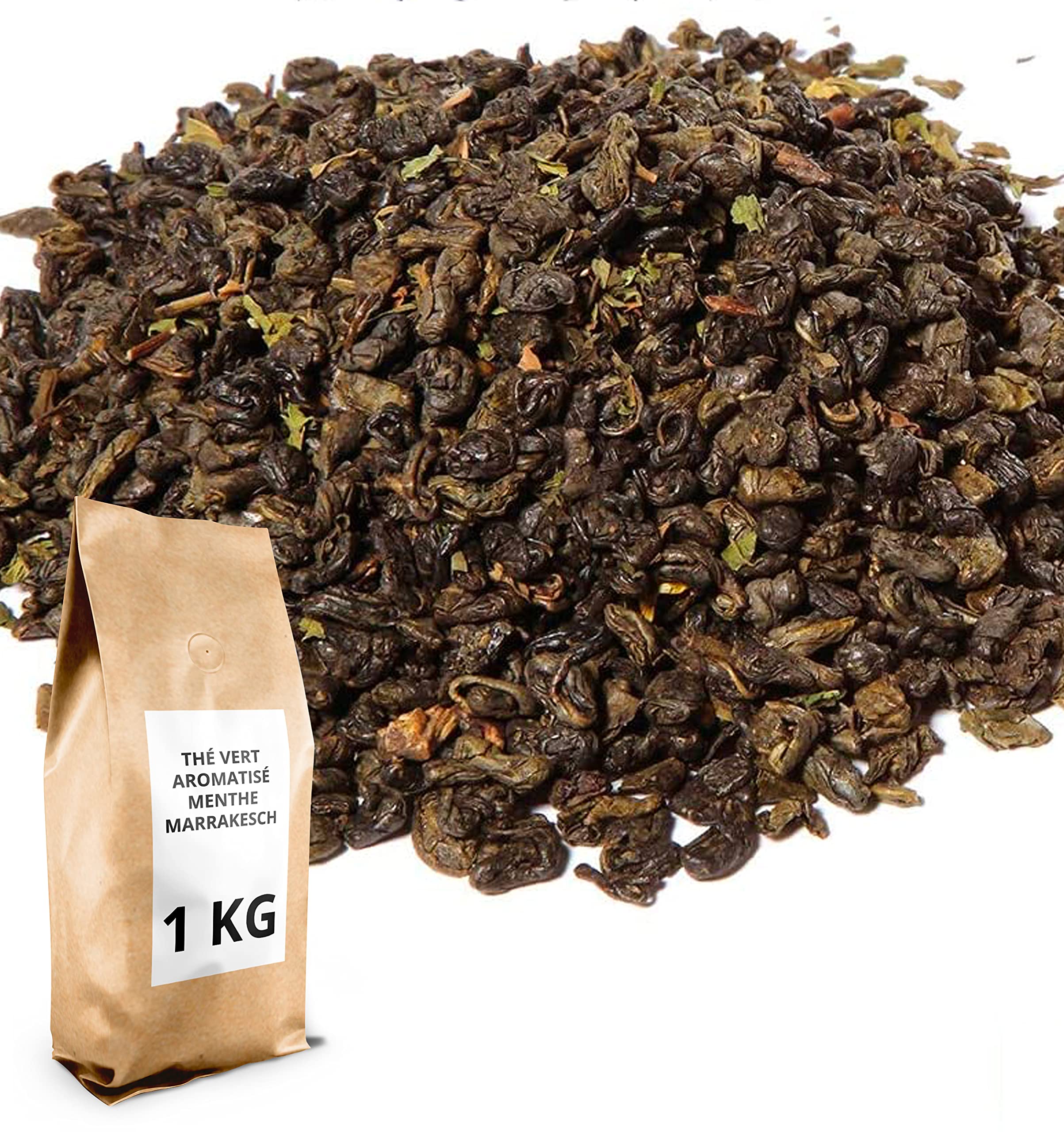 Thé Vert bio aromatisé Menthe Marrakesch - 1 kg (400 tasses) - Thé en vrac 100% agriculture biologique - Thés Direct