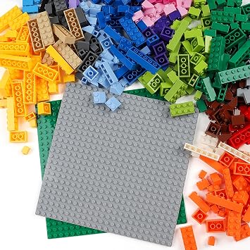 High-brick Small Building Blocks,500 Pieces with 2 Baseplates 7.5" 7.5" , Bricks for Kids Creative Construction , Compatible with Major Sets, 16 colors