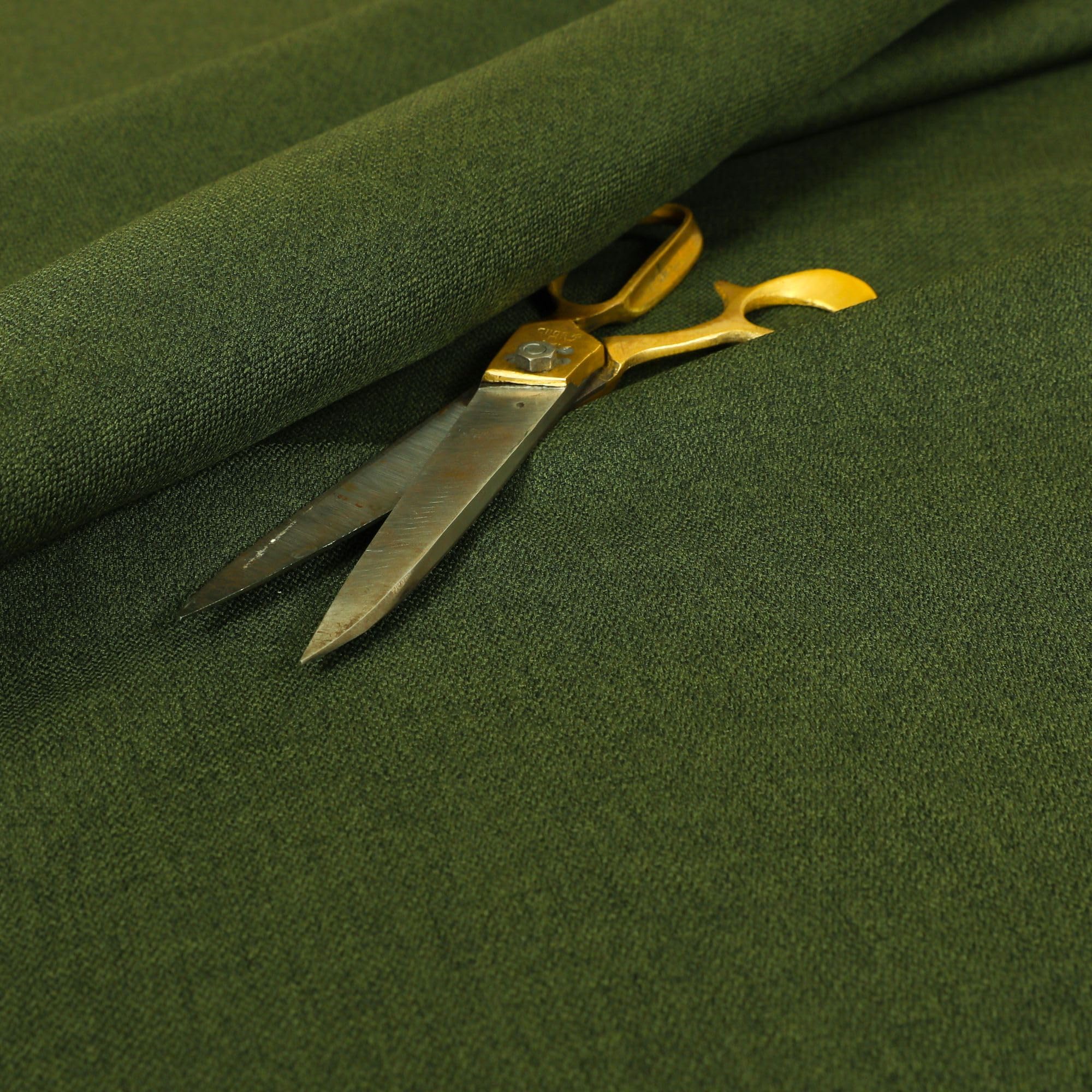 Redbrick Mill Fabrics Flame Retardant Soft Designer Plain Quality Lightweight Chenille Furnishing Upholstery Fabric (Green, Per Metre)