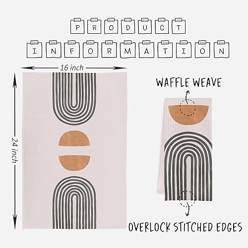 Miniatura 7 de IWXYI Juego de 2 paños de cocina de 16 x 24 pulgadas, diseño bohemio de mediados de siglo, diseño abstracto de amanecer y amanecer, para cocina,