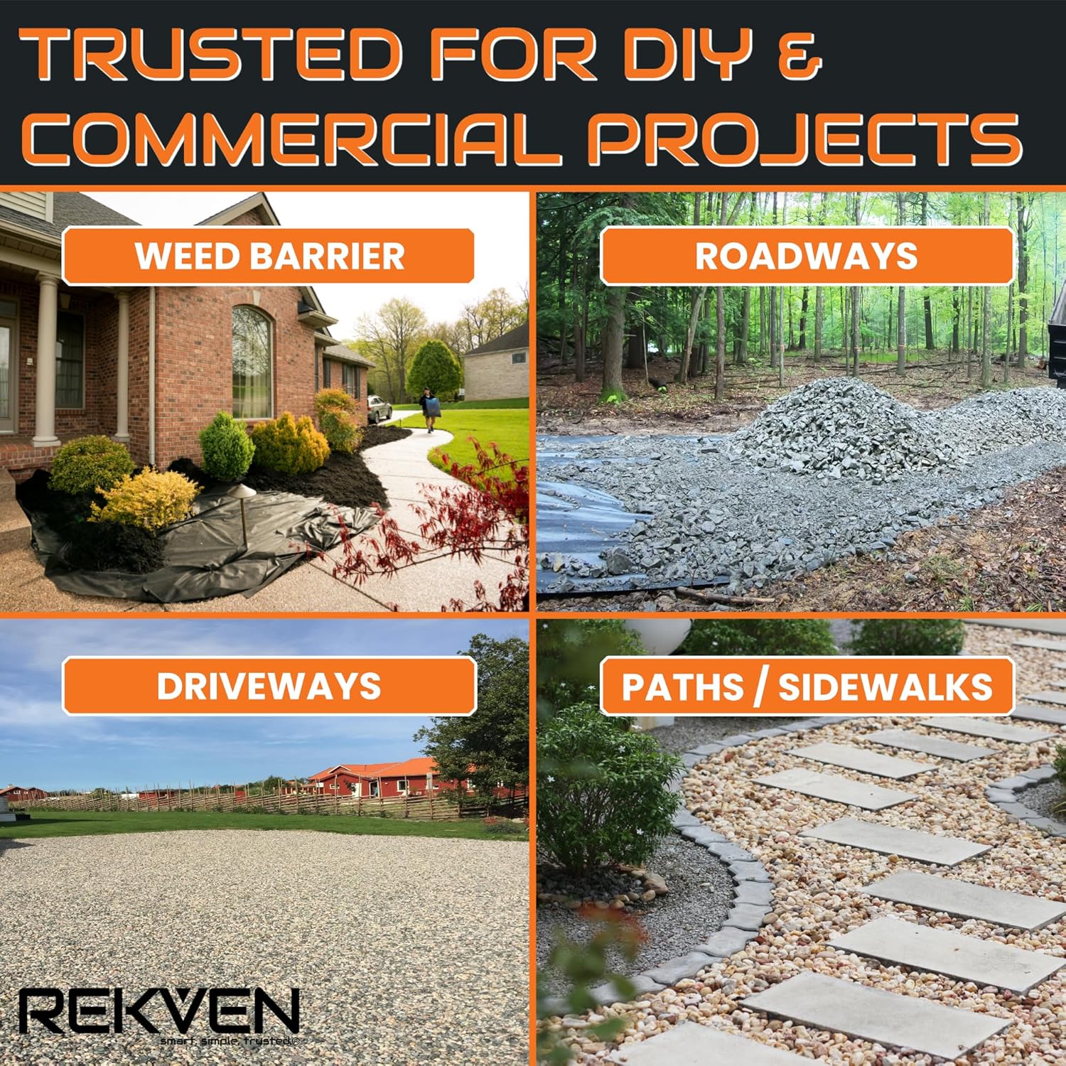 Driveway Landscaping Fabric and Underlayment - 30 x 12.5 ft – Heavy Duty Woven Geotextile Landscape Weed Barrier with 35 Staples for Outdoor Garden Gravel Road and Patio Projects