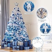 Vista 58 de Yaheetech Árbol de Navidad artificial preiluminado de 4.5 pies con luces blancas cálidas incandescentes, árbol de Navidad preiluminado completo