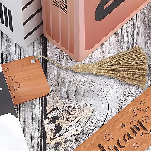 Miniatura 5 de VAPKER 20 piezas de borlas de cuerda de yute, cuerda de cáñamo, mini borla con lazo, borlas de yute natural, cuerda de cáñamo para decoración de