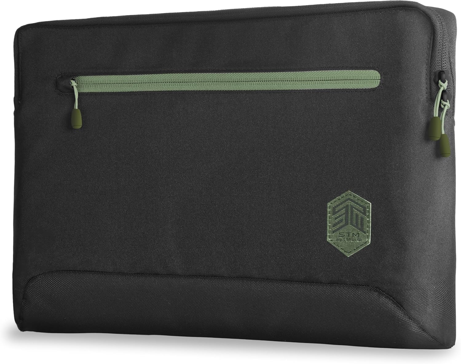 STM Eco Sleeve Fits up to a 16" Laptop – Made of 100% Recycled Fabric, Slim Lightweight and Durable, Protective Padded Laptop Compartment with Front Zipper Pocket - Black