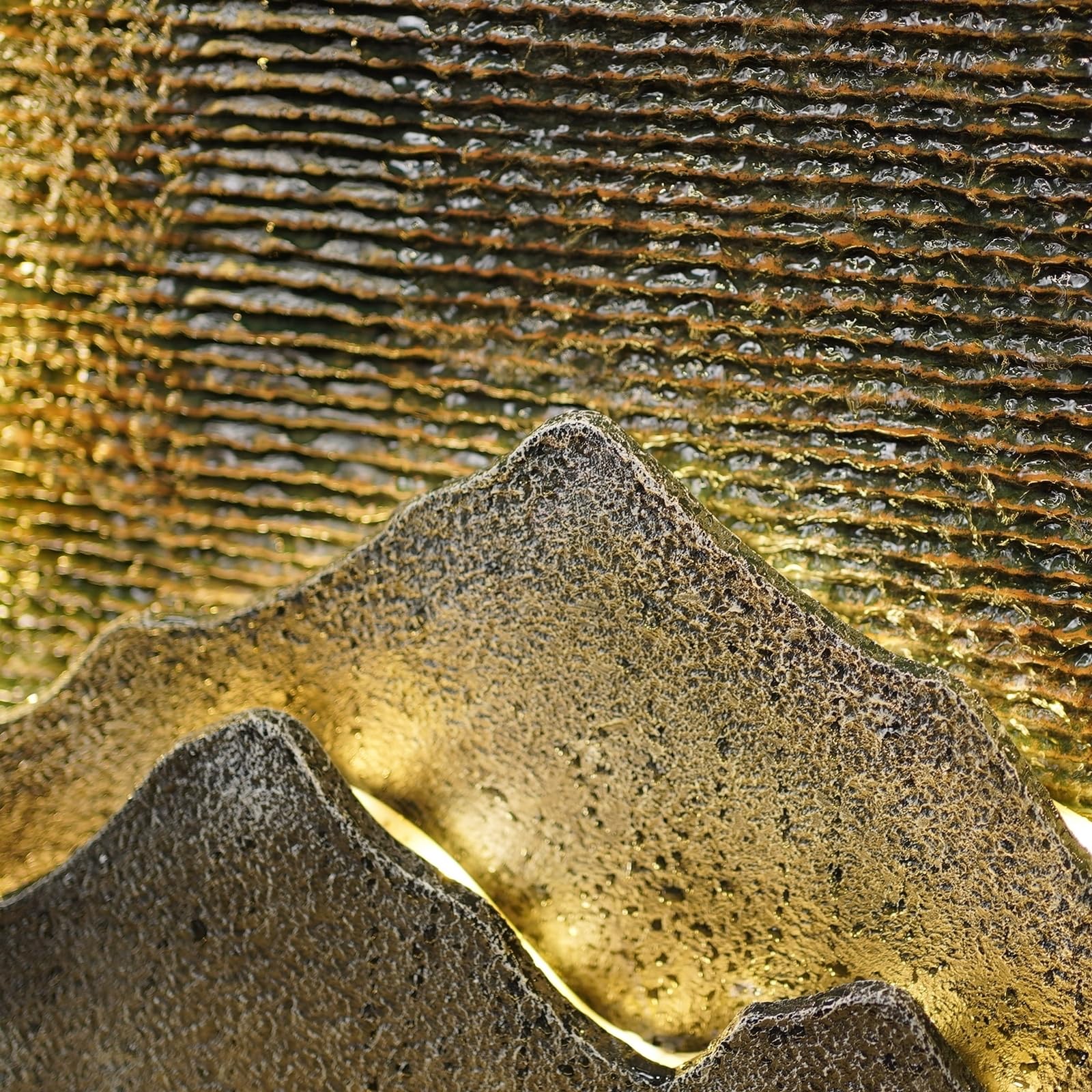Zen Light SCFR21MM Außen- und Innenbrunnen Wasserwand Relief Mountain, 46cm x 35cm x 100cm, Schwarz
