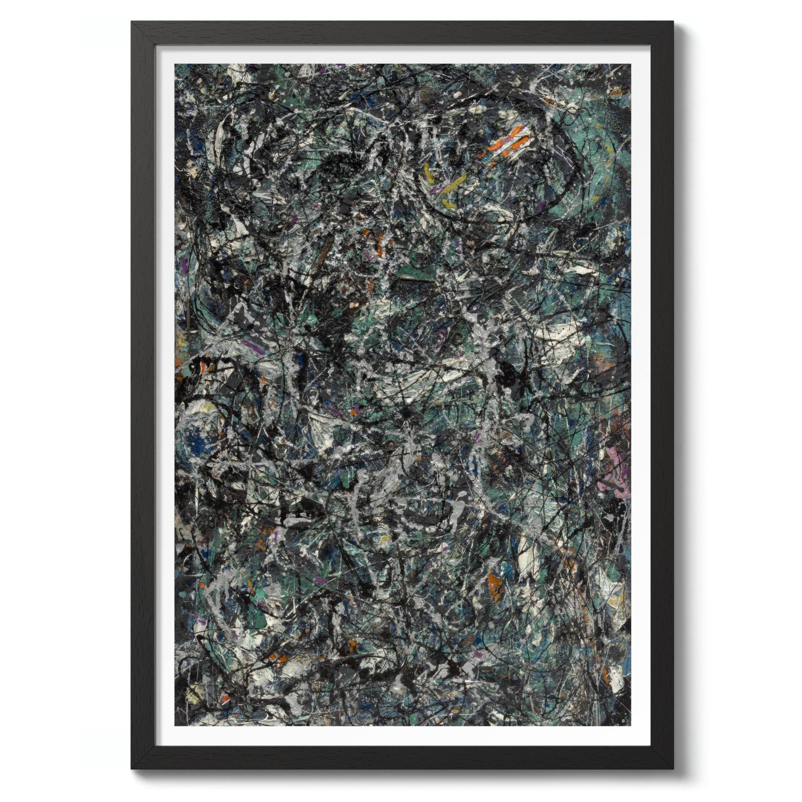 Full Fathom Five Jackson Pollock Print, Abstract Expressionist Splatter Painting Poster, Iconic Art For Modern Interiors, Wall Decor for Home, Office, A1 (Black Frame) - 86.9x62.4cm