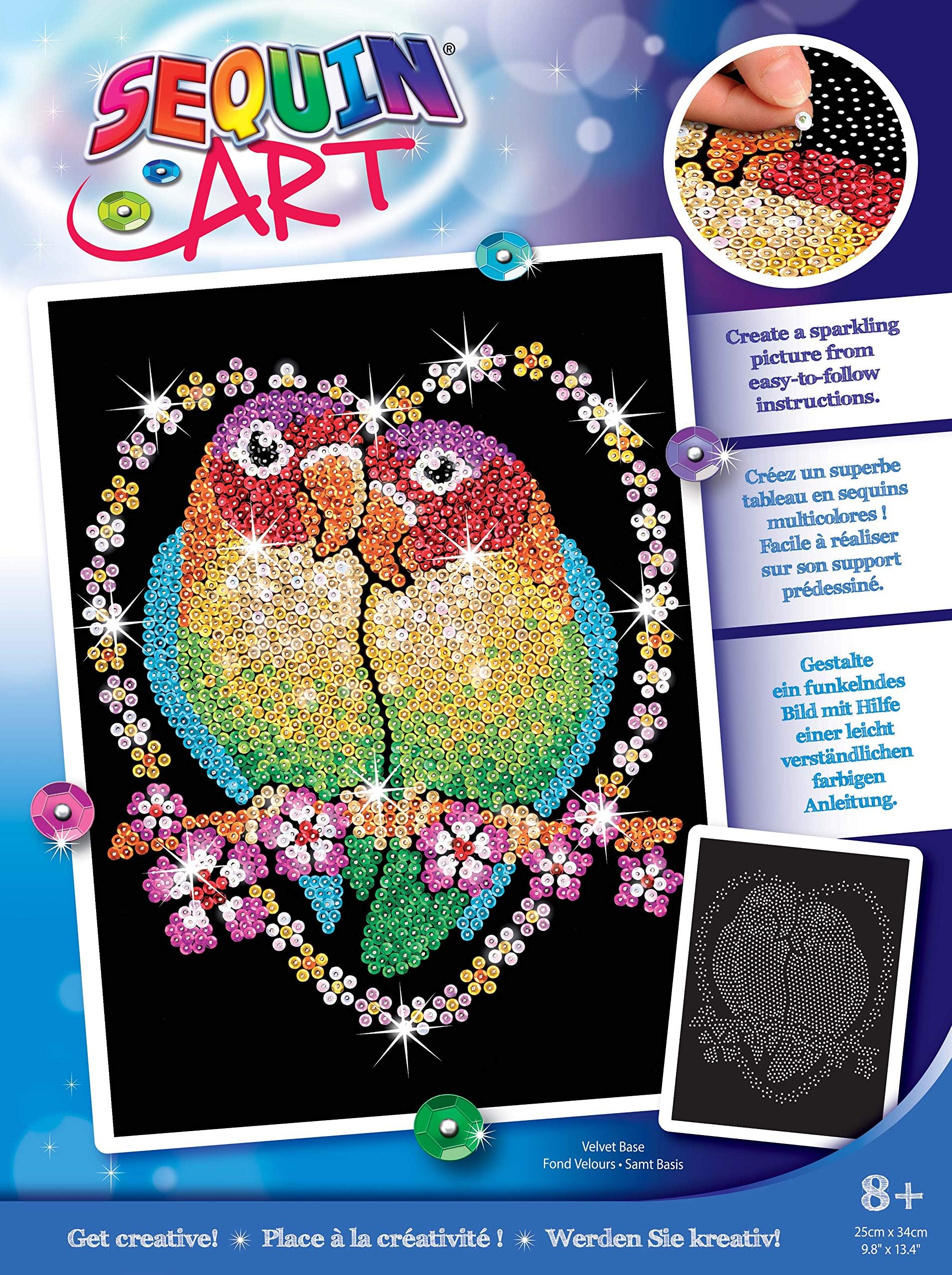 Sequin ArtBlue, Love Birds, Sparkling Arts and Crafts Picture Kit, Creative Crafts