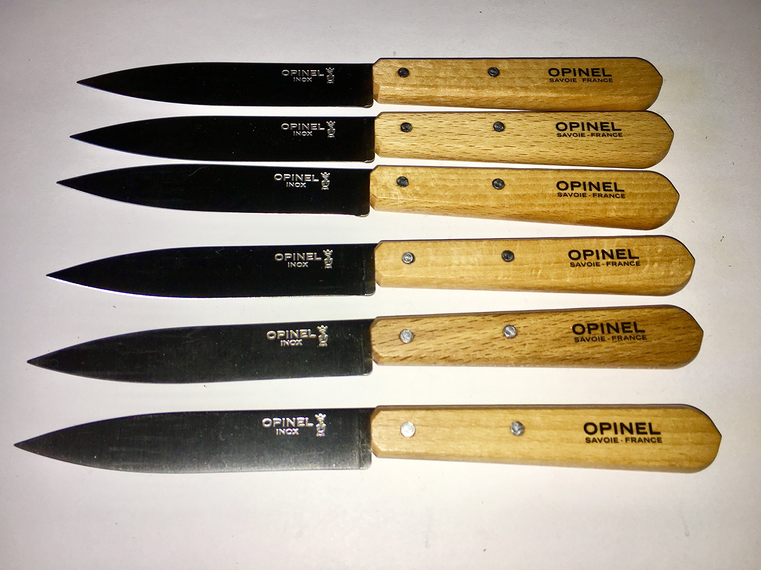 Couteaux Opinel 112 INOX hêtre lot de 6 pièces pour la cuisine