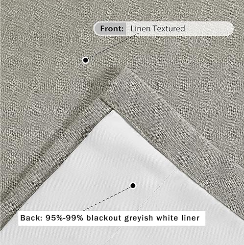 Miniatura 6 de Macochico Cortinas texturizadas de lino antiniebla para sala de estar, paneles de cortina con ojales con forro opaco, tratamiento de ventana de