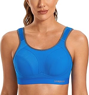 SYROKAN Women's High Impact Sports Bras Wireless Adjustable Straps Non-Padded Bounce Control Workout Bra