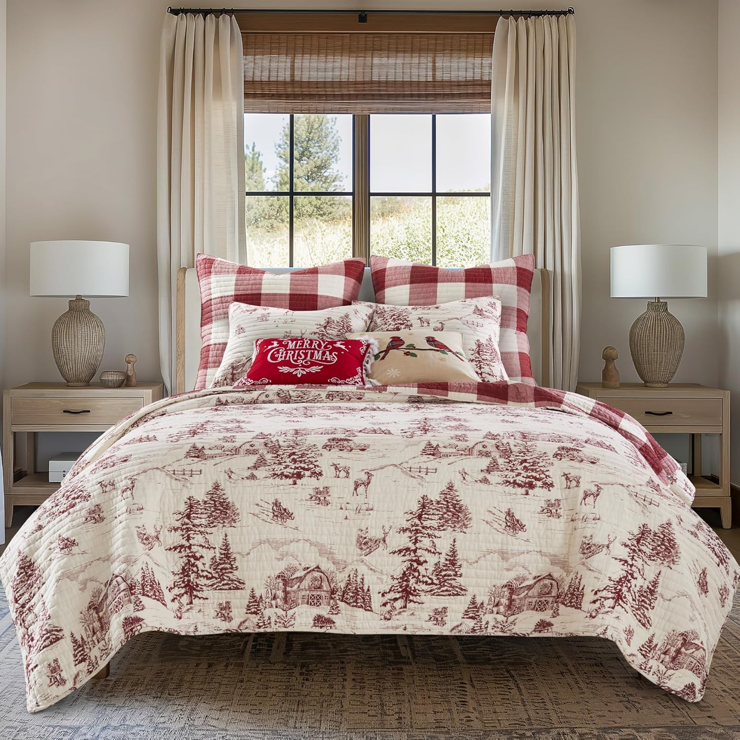 Amazon.com: Levtex Home - Winter Sleigh Ride Quilt Set - King Quilt and ...