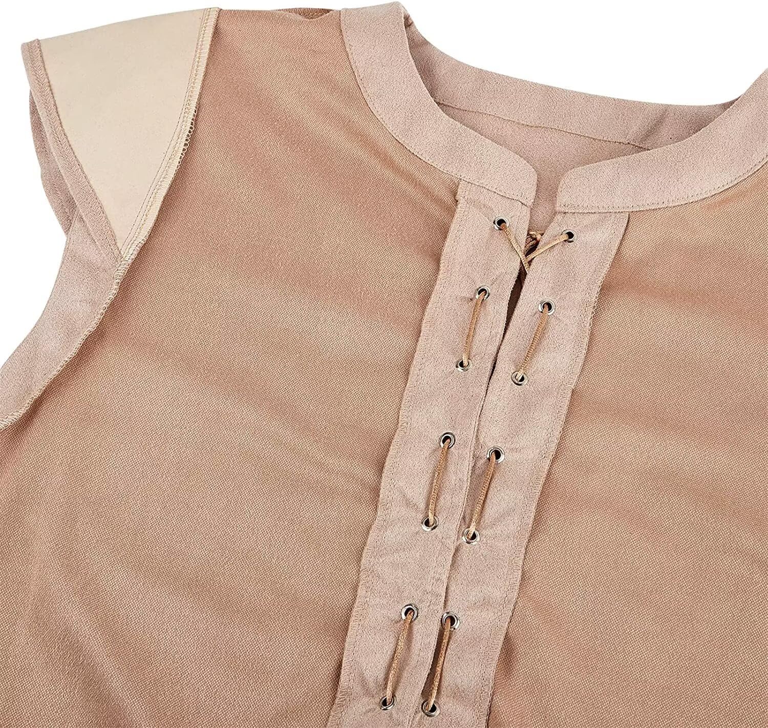 Viking Costume Men Medieval Vest Pirate Lace-Up Renaissance Waistcoat Gothic Steampunk Retro Victorian Halloween Beige S - Image 7