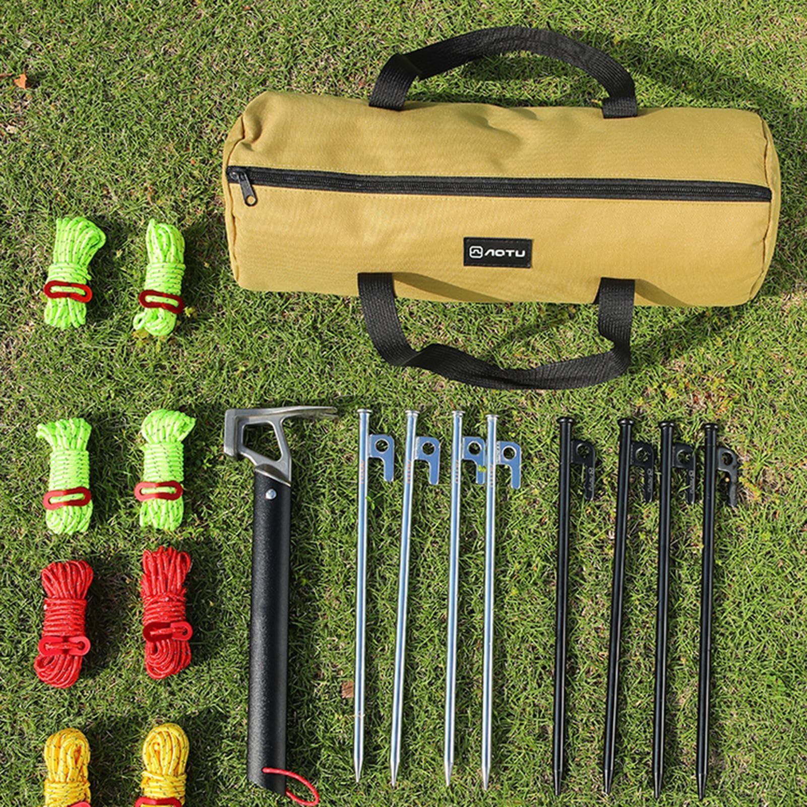 Kit Sardines Tente Piquets, Clous, Marteau Et Pochette De Rangement Camping