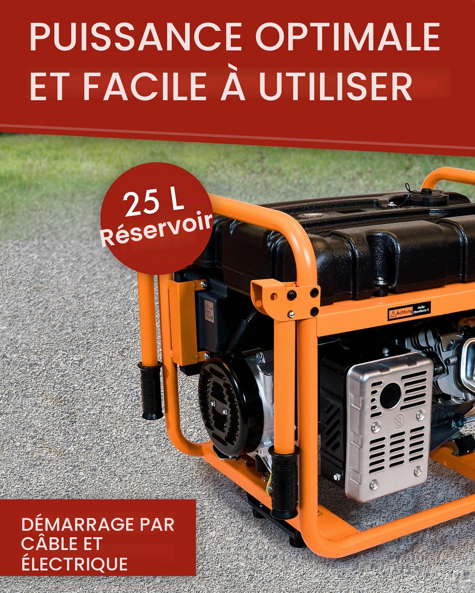 KnappWulf KW8300 Groupe électrogène à essence de secours Courant triphasé 230 V + 400 V