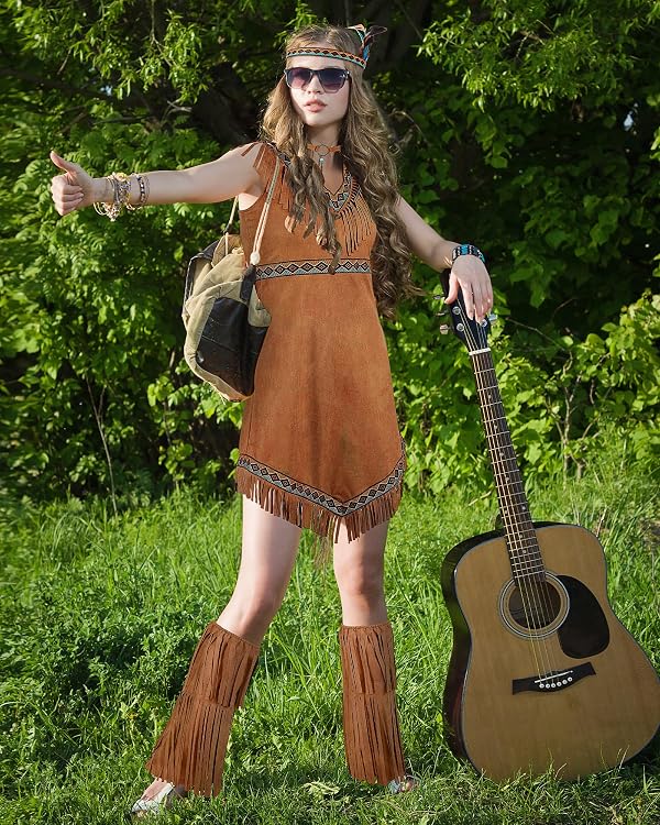 Foaincore 5 Pcs Native Princess Costume Set Aboriginal Dress Outfit for Halloween Cosplay Women(S) by Foaincore - Image 5