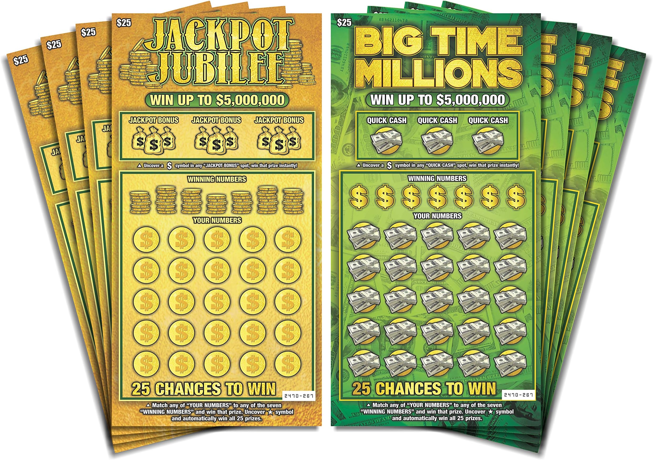 Larkmo Prank Gag Lottery Tickets - 8 Total Tickets, 4 of Each Winning Ticket Design, These Scratch Off Cards Look Super Real Like A Real Scratcher Joke Lotto Ticket, Win 10,000 or $50,000