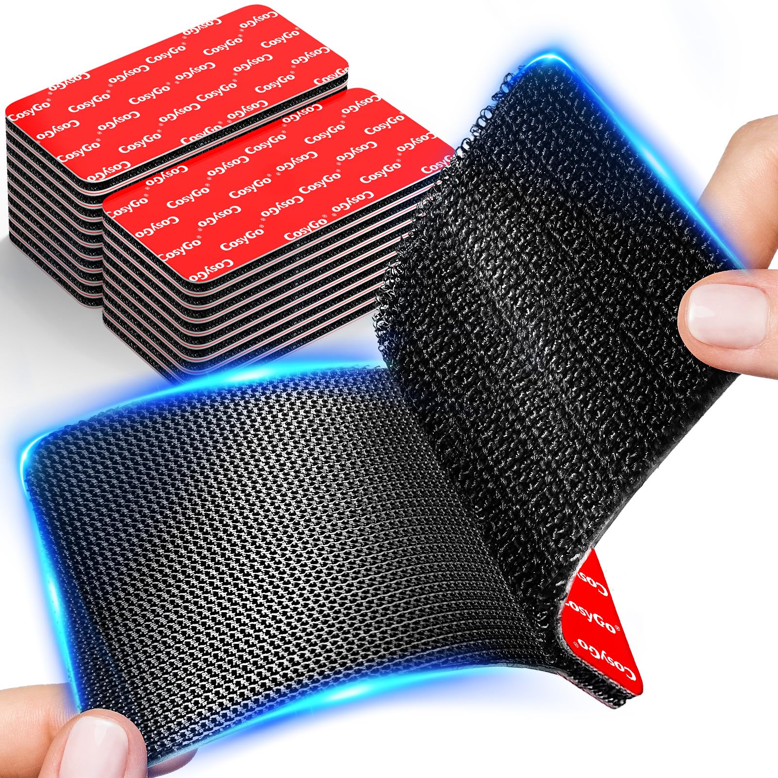 10 Sets Heavy Duty Hook & Loop Adhesive Strips – Waterproof & Heat Resistant, 1.2 X 3.2 Inch, Strong Hold For Car, Indoor, Outdoor & Couch Cushions (Black)