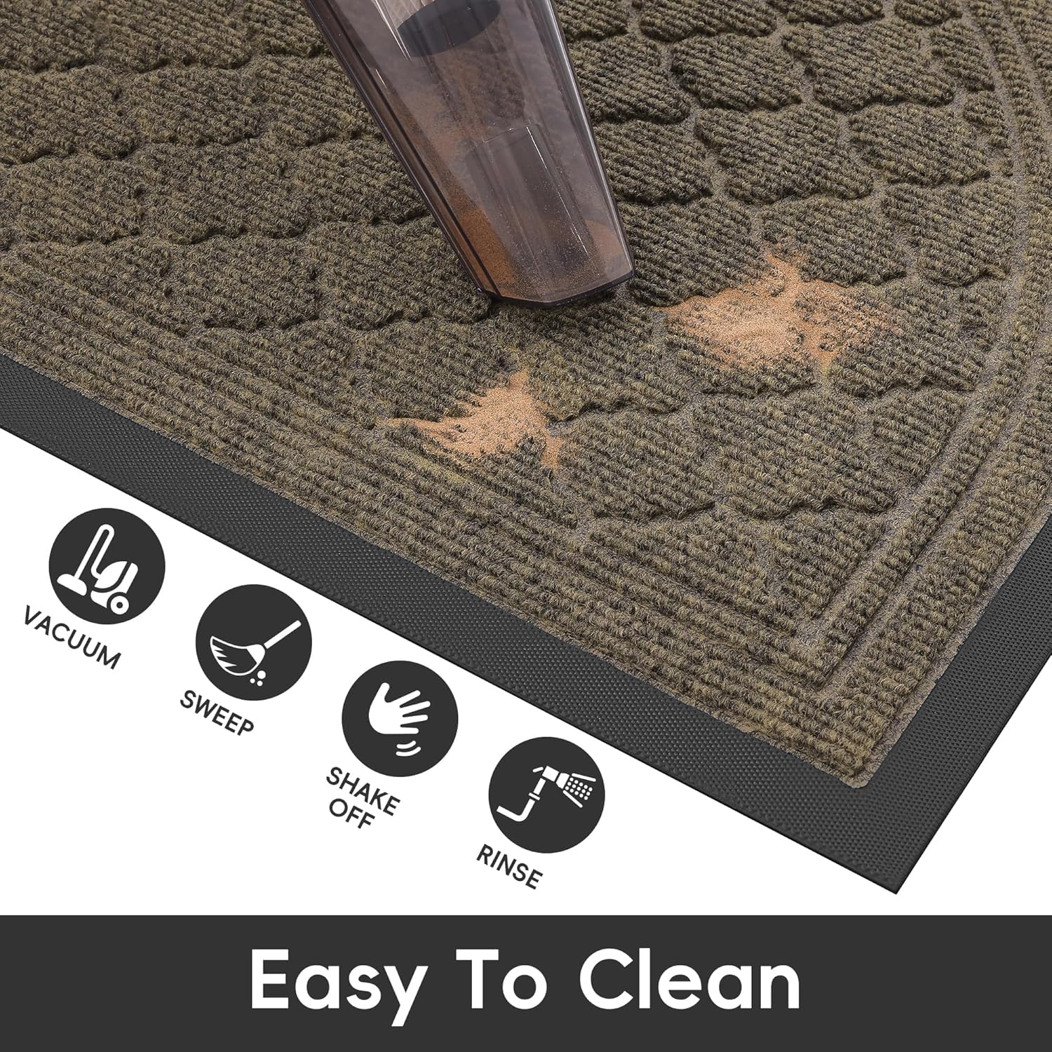 Homaxy Half Moon Door Mats Indoor, Non Slip Rubber Door Matts, Dirt Trapper Absorbent Doormat Outdoor - Image 4