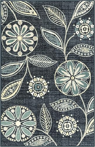 Alfombras de cocina Maples Rugs Reggie, antideslizante, tapete de acento o área con diseño floral (fabricado en Estados Unidos), 2 pies 6 pulgadas x