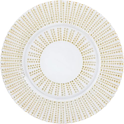 Platos de carga de vidrio transparente de 13 pulgadas, placa de servicio para el hogar y hotel profesional de calidad de hotel, restauración,