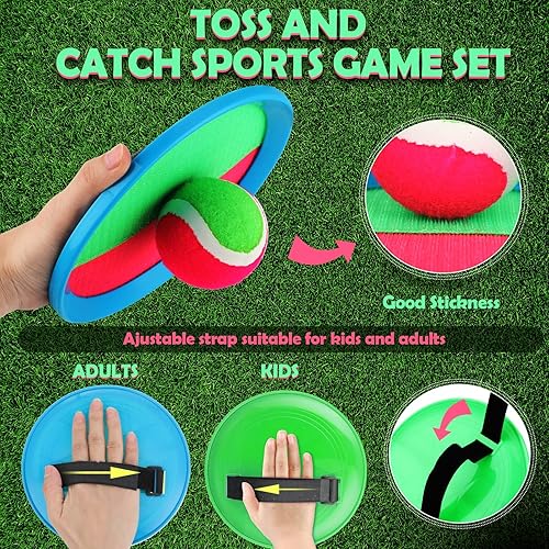 Miniatura 3 de Charniol Juego de juguetes para niños, juego de lanzamiento y atrapa, 12 palas, 6 bolas, juego de playa, juegos deportivos de pelota para lanzar y