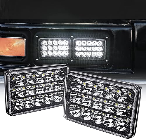 Miniatura 1 de TRUE MODS - 2 faros delanteros LED negros de 6 x 4 x 6 pulgadas de repuesto 45 W enchufe H4 haz sellado altobajo H4652 H4666 H6545 H4651 H4656 faro