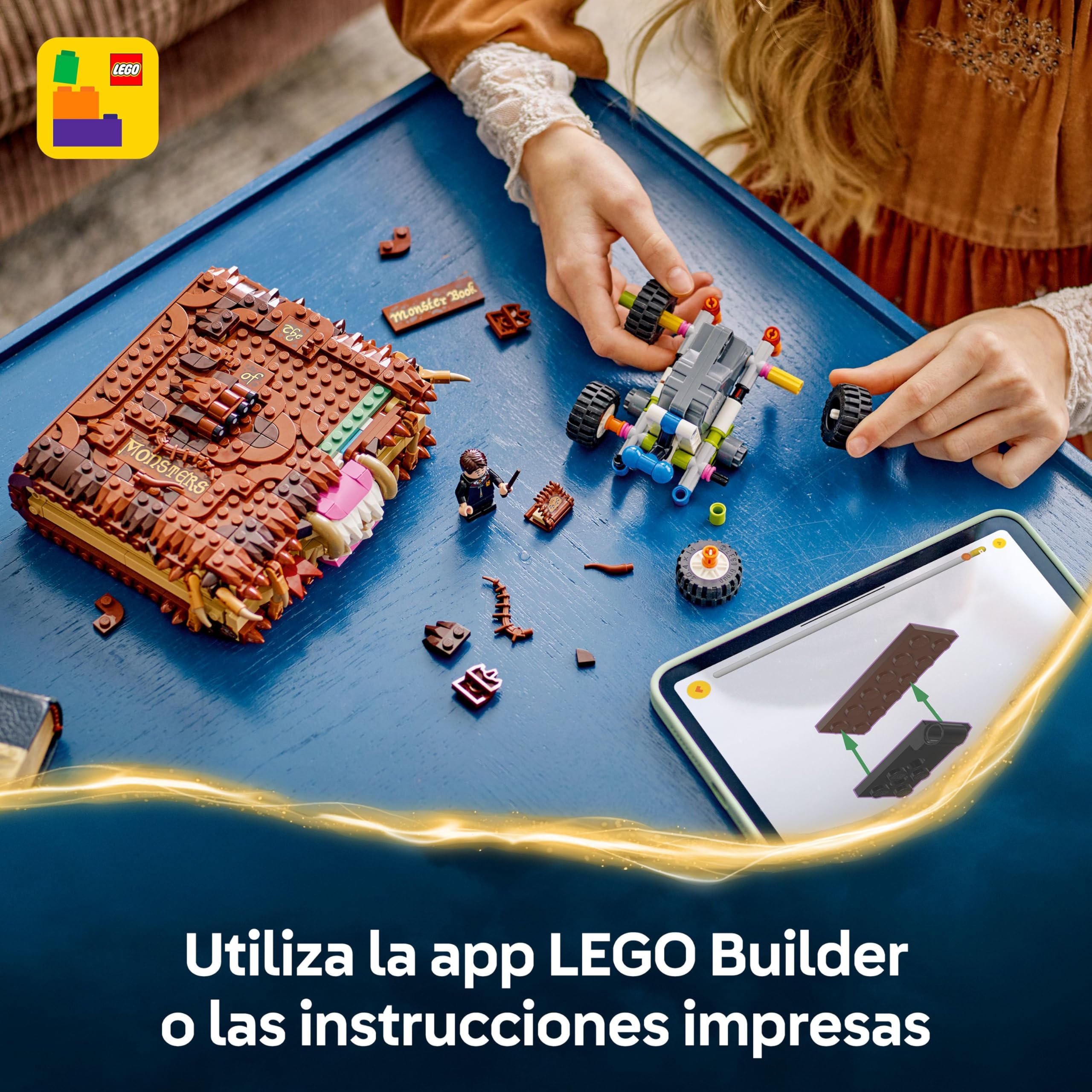 LEGO Harry Potter Monstruoso Libro de los Monstruos Mordedor con Función de Carga Manual para Abrir y Cerrar la Boca - Minifigura de Neville Longbottom - Regalo para Niñas y Niños de 9+ Años 76449