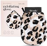 Kitsch Deep Exfoliating Glove, Eco Friendly Exfoliating Body Scrubber, Dead Skin Remover & Body Scrubber Exfoliator, Body Scrub Mitt for Skin Cell Renewal, Body Exfoliating Gloves for Shower, Leopard