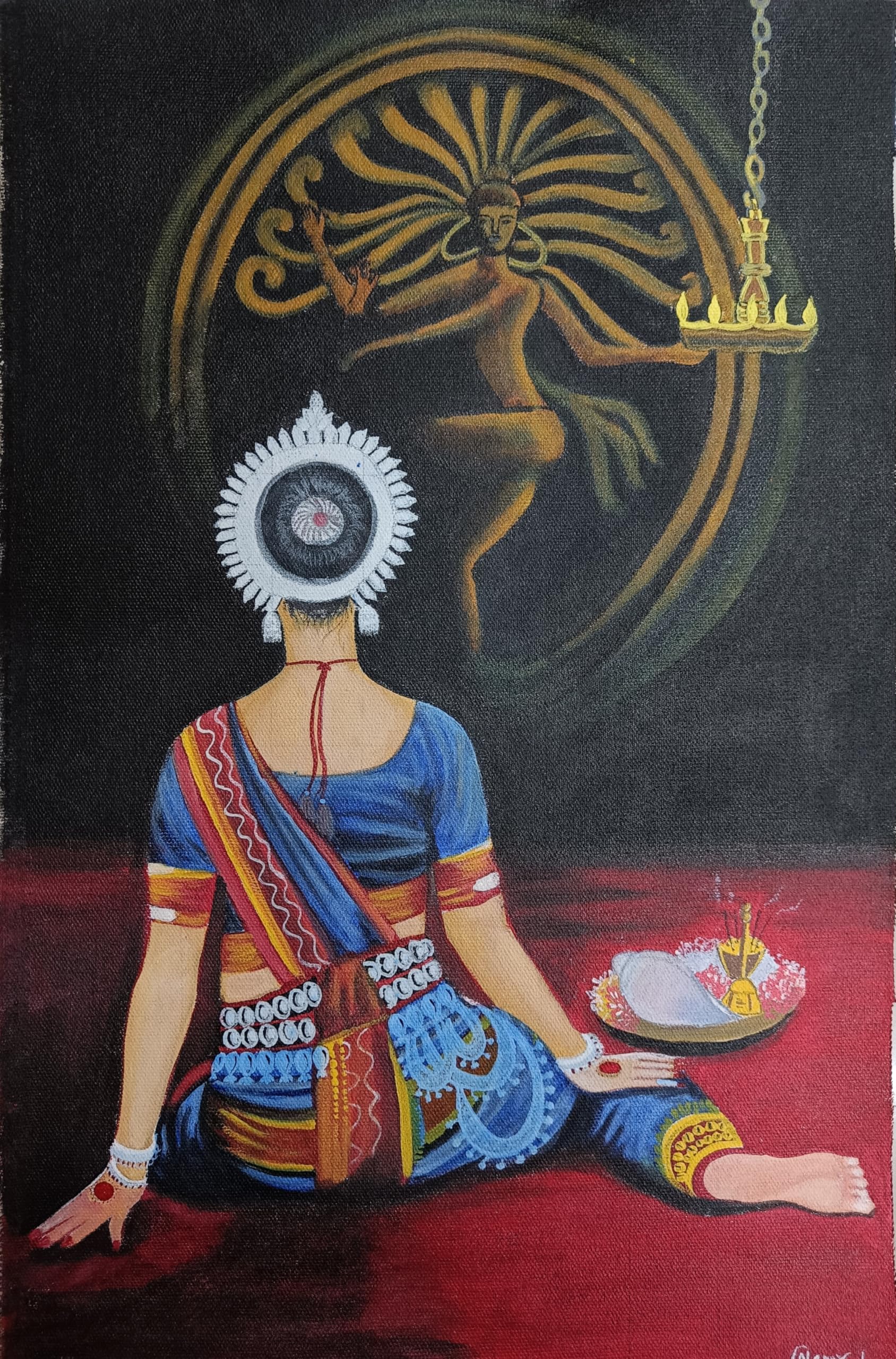 Odissi Dancer with Lord Natraja Shiva Painting - Art Print | Indian Classical Dance Traditional Wall Painting for Living Room, Dance studio, Home Decor (12"×17")-image-29
