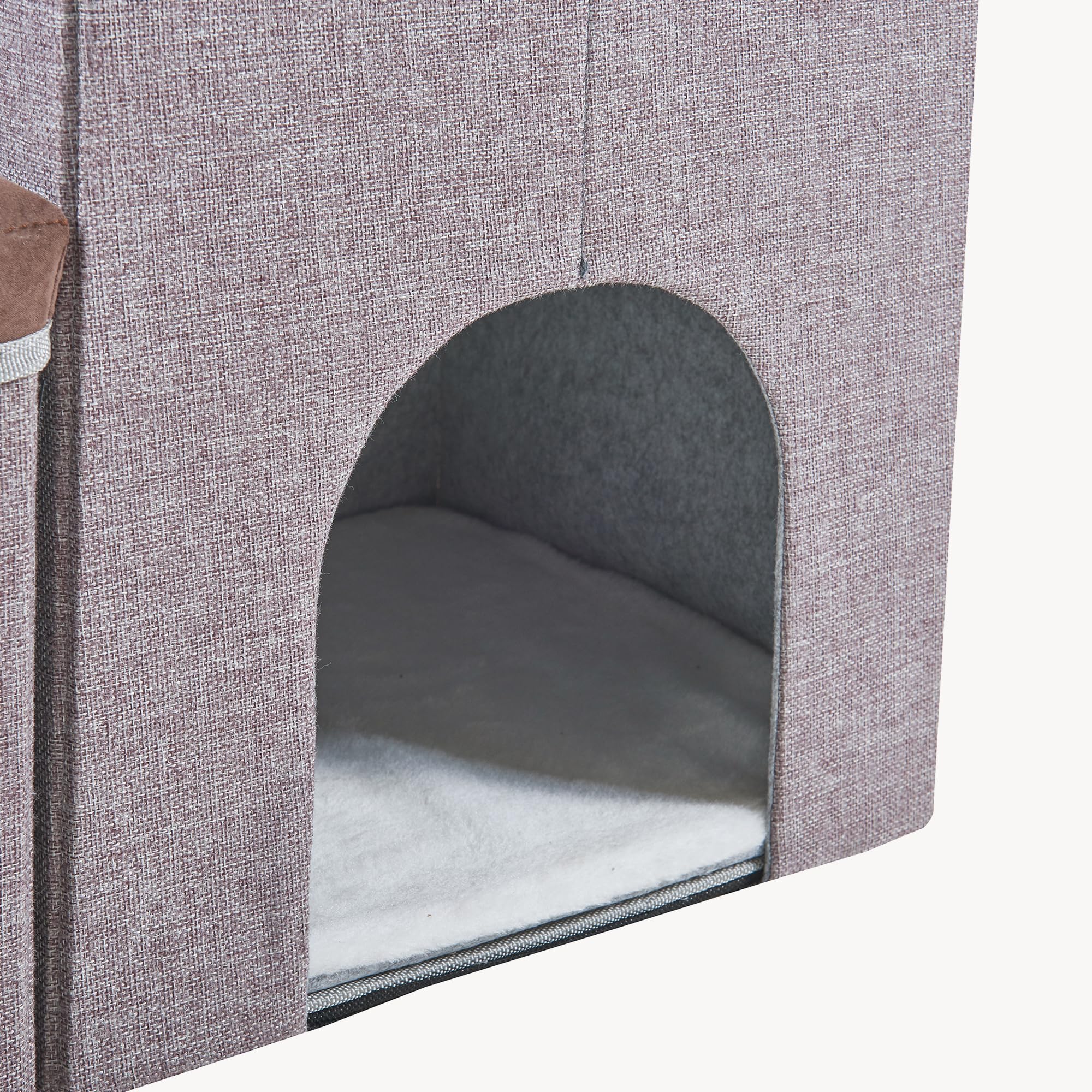 [en.casa] Hundetreppe Vojens mit Stauraum und Höhle 76x33x43 cm Braun/Grau