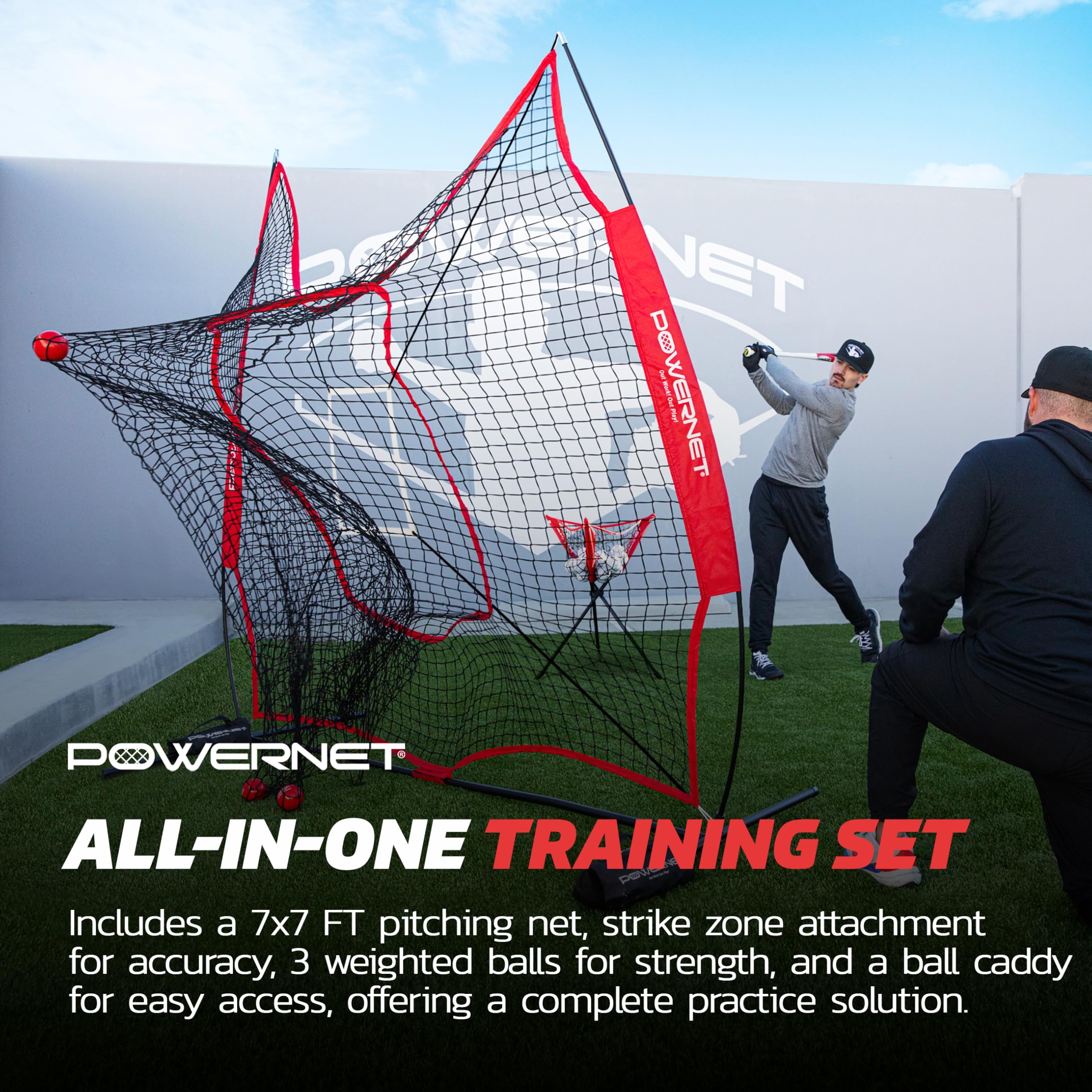 Lot PowerNet - Filet Baseball 5x5 + Tee De Frappe - Neuf Sous Emballage