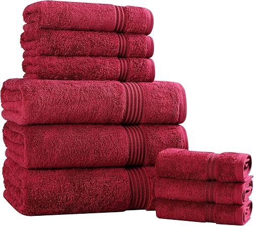 Vista 191 de Juego de 6 toallas Superior de algodón egipcio Borgoña,Negro,Azul claro,Morado