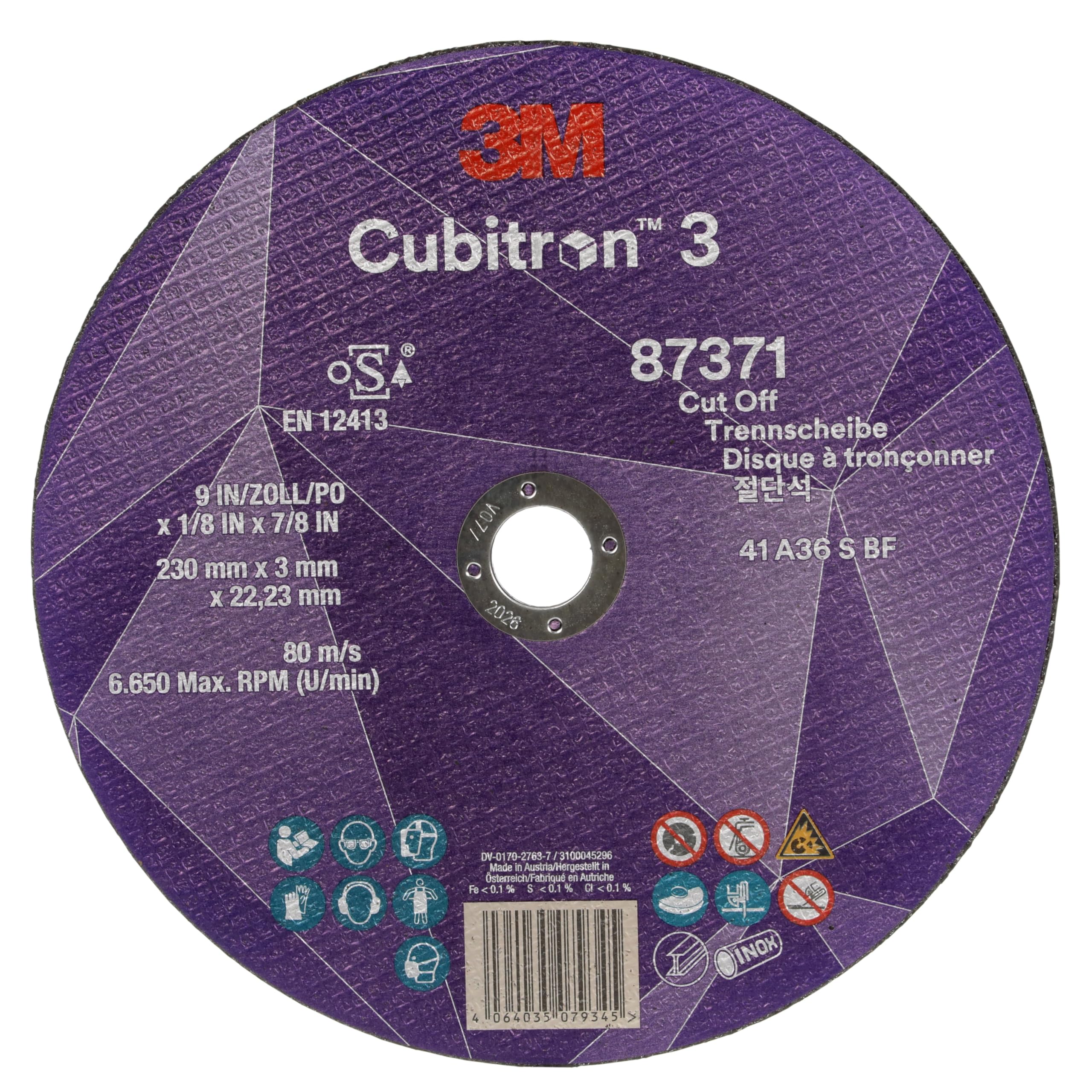 3M Cubitron 3 Trennscheibe, 87371, 36+, T41, 230 mm x 3 mm x 22, 23 mm, EN | 25/Pack