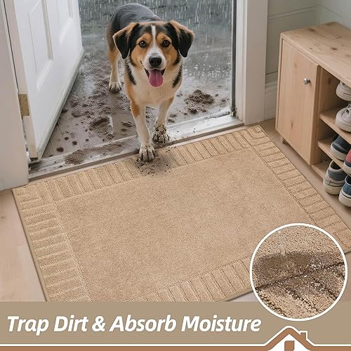 Miniatura 3 de BEQHAUSE Door-Mat - Tapete antideslizante para puertas principales, de perfil bajo, para la entrada de la puerta principal, resistente a la